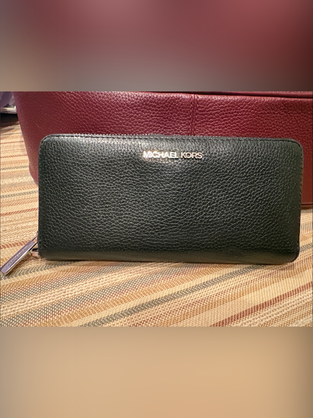 Michael Kors Black Leather Zip Wallet